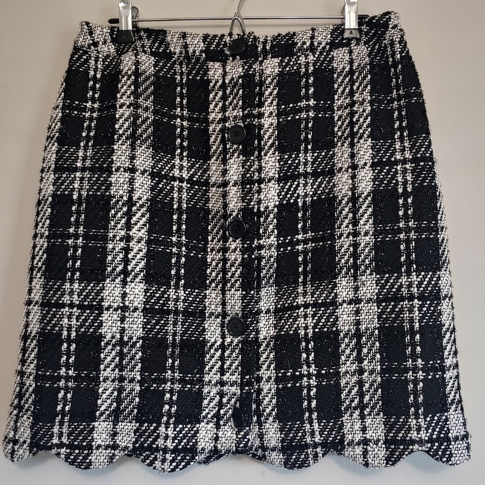 NWT Cato Black and White Checkered Mini Skirt 12